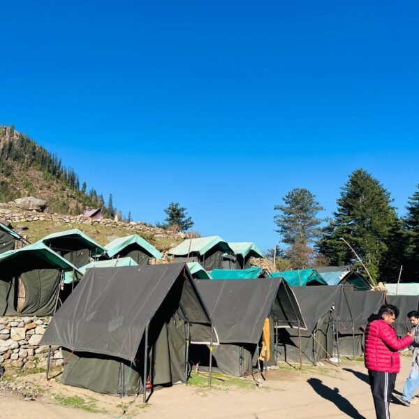 
kheerganga trek 2026 campsite view